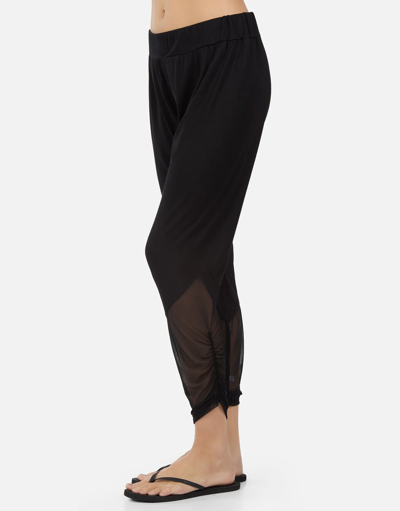 Ascot Shirring Pant w/ Contrast Mesh
