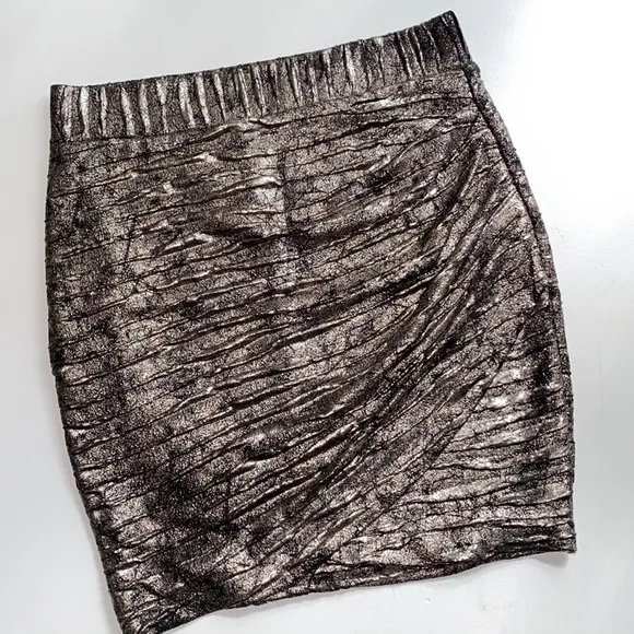 ASTR Metallic Runshed  Faux Wrap  Skirt
