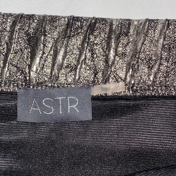 ASTR Metallic Runshed  Faux Wrap  Skirt