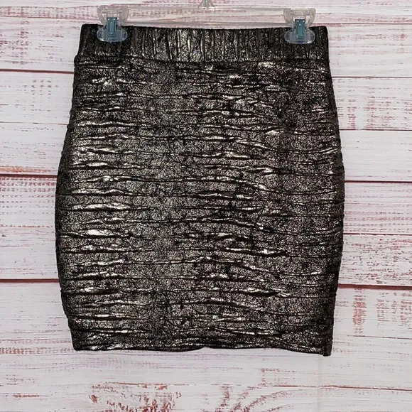 ASTR Metallic Runshed  Faux Wrap  Skirt