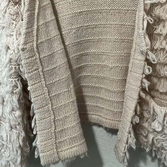 ASTR THE LABEL Loop Knit Shaggy Wool Blend Sweater Jacket, Light Pink, Size M