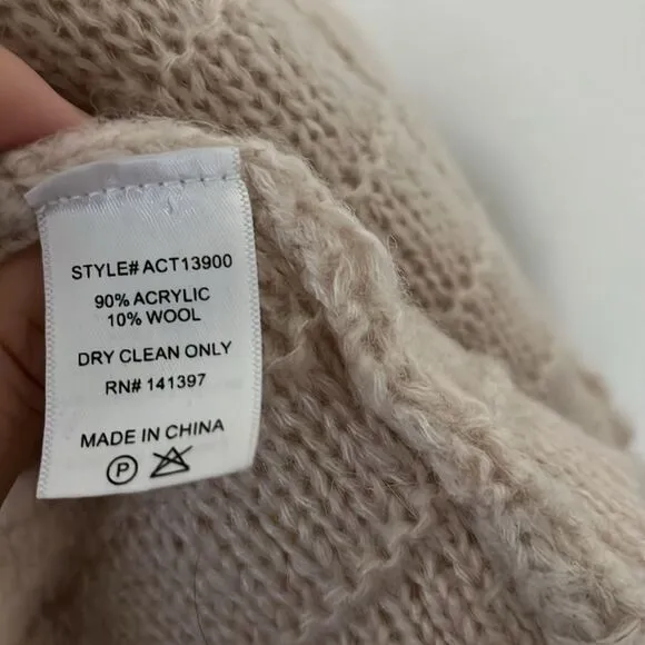 ASTR THE LABEL Loop Knit Shaggy Wool Blend Sweater Jacket, Light Pink, Size M