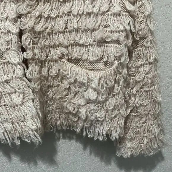 ASTR THE LABEL Loop Knit Shaggy Wool Blend Sweater Jacket, Light Pink, Size M