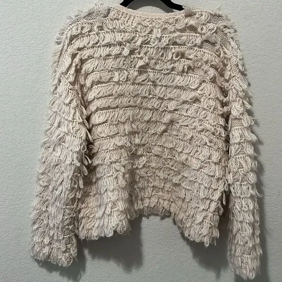 ASTR THE LABEL Loop Knit Shaggy Wool Blend Sweater Jacket, Light Pink, Size M