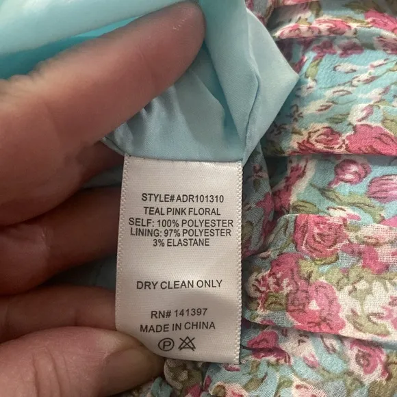 ASTR The Label Teal Pink Floral Ruched Sweetheart Mini Dress X-Large NWT