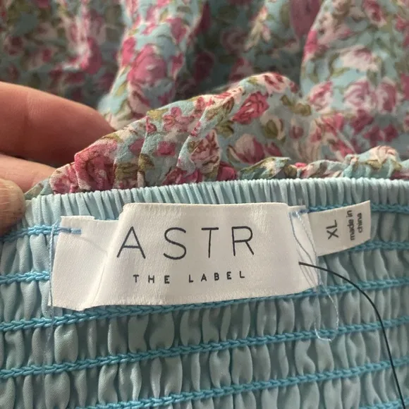 ASTR The Label Teal Pink Floral Ruched Sweetheart Mini Dress X-Large NWT