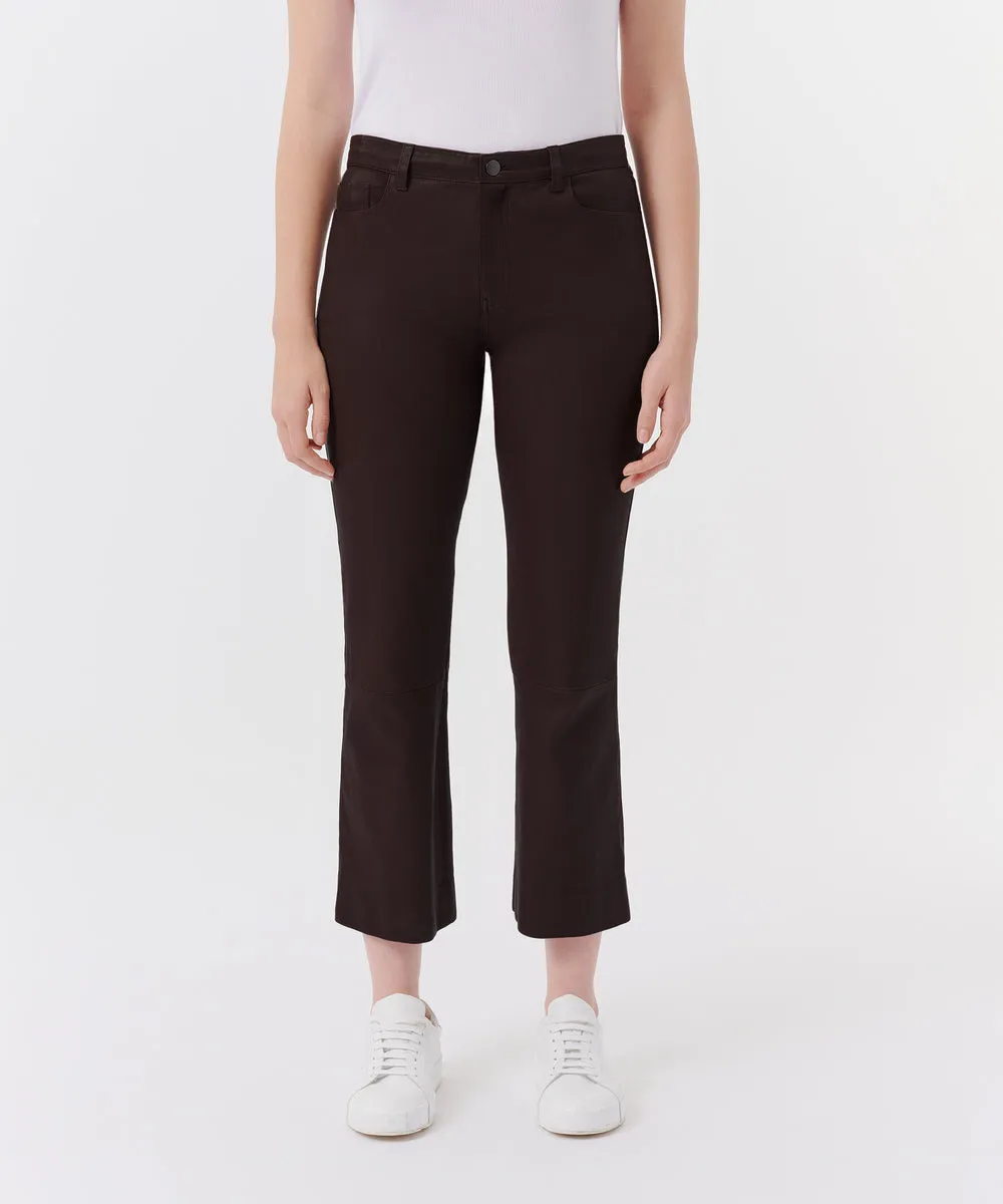 ATM - Leather Cropped Flare Pant - Chocolate