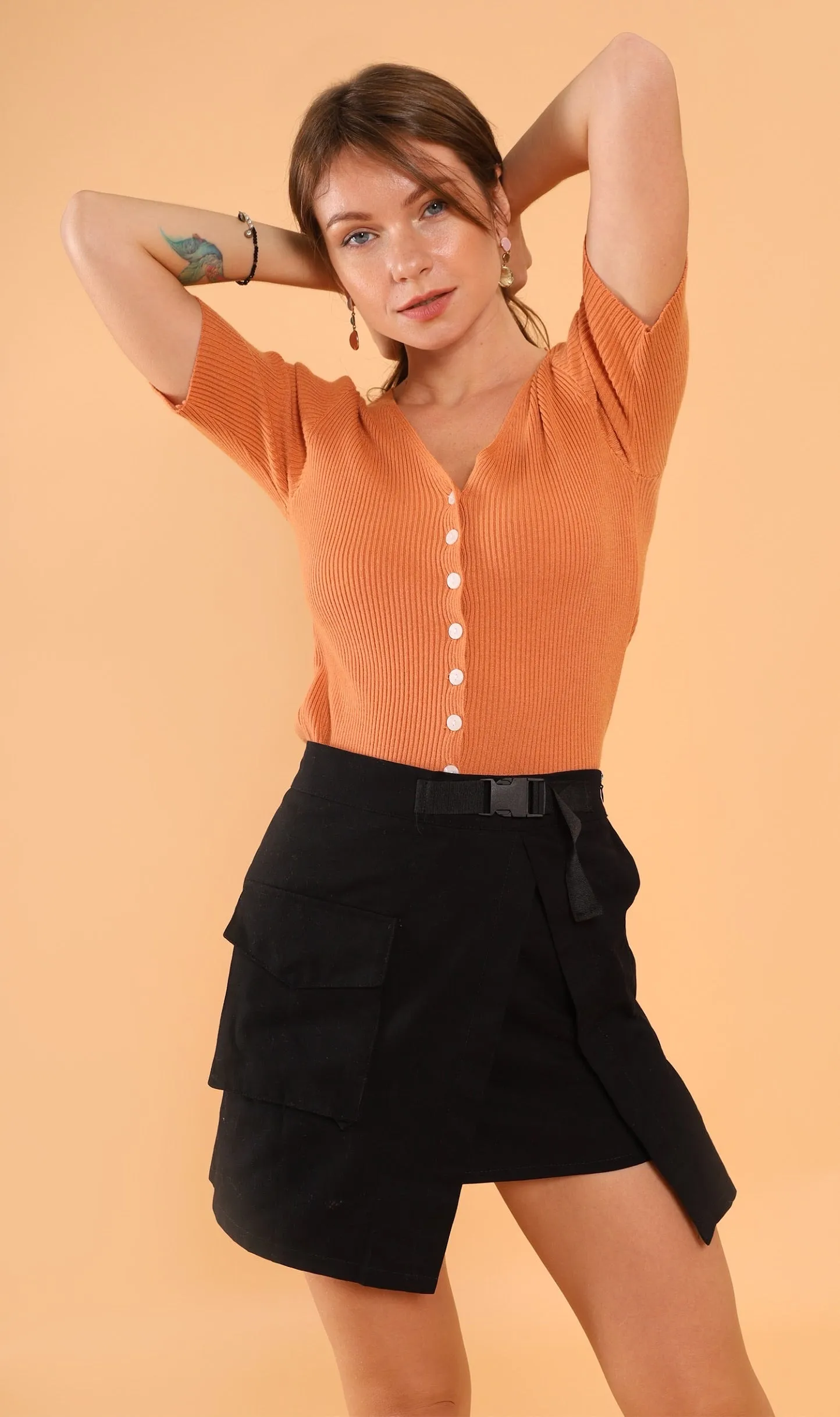 AUSTINE Cargo Wrap Skirt (Black)
