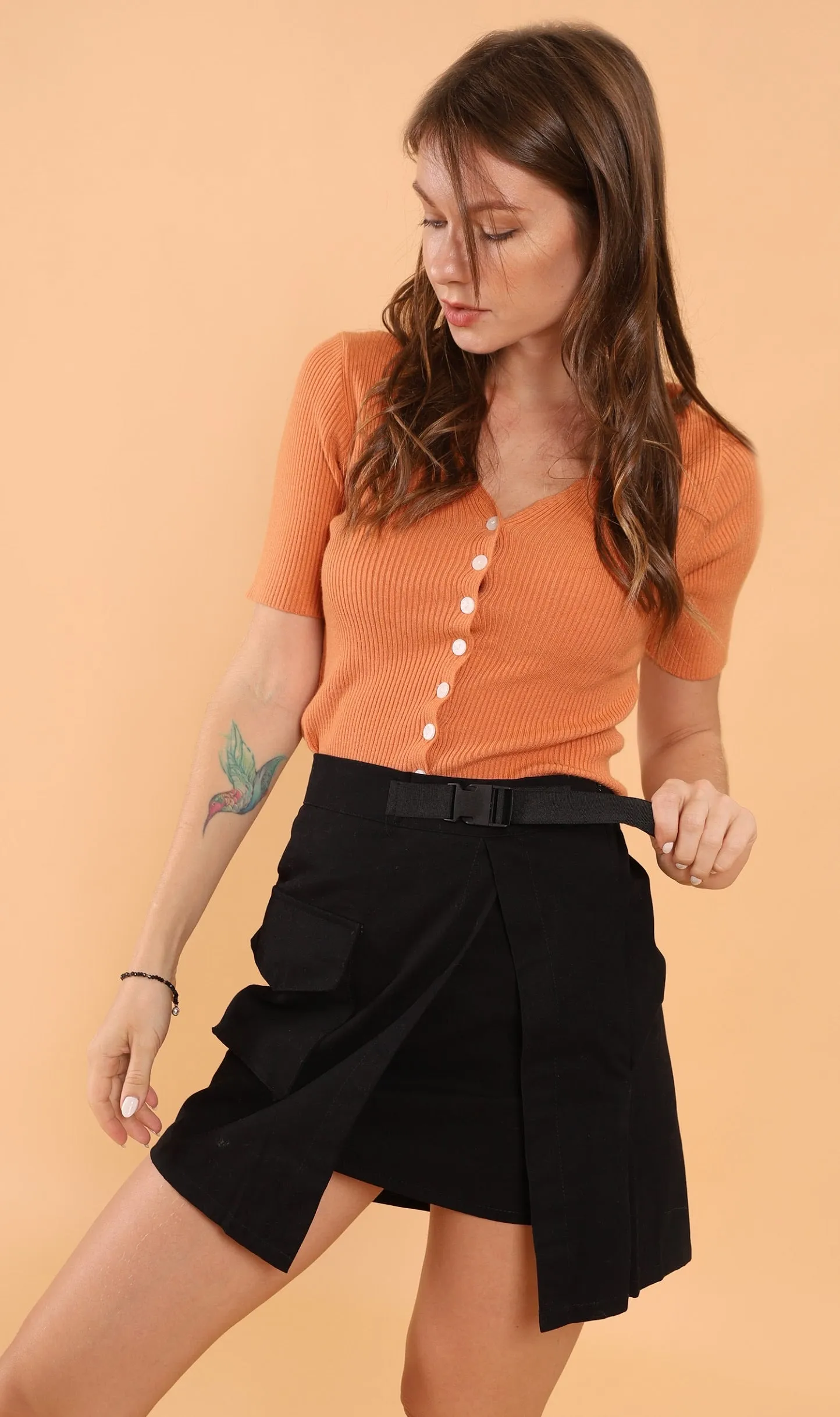 AUSTINE Cargo Wrap Skirt (Black)