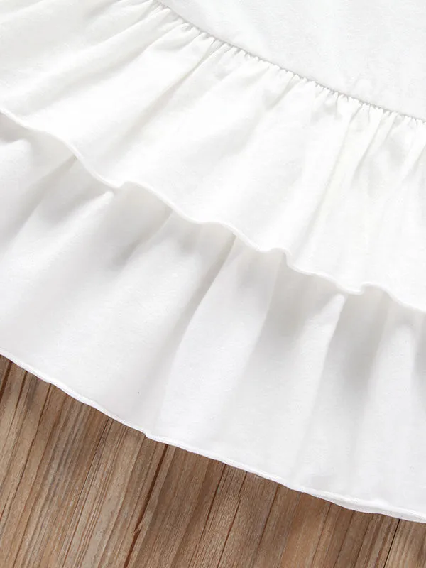 Baby Little Girl White Top with Pink Shorts Set