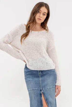 BACK BUTTONED KNIT PULLOVER