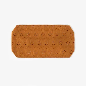 Bandeau brun en popeline avec broderie anglaise, enfant || Brown headband in poplin with english embroidery, child