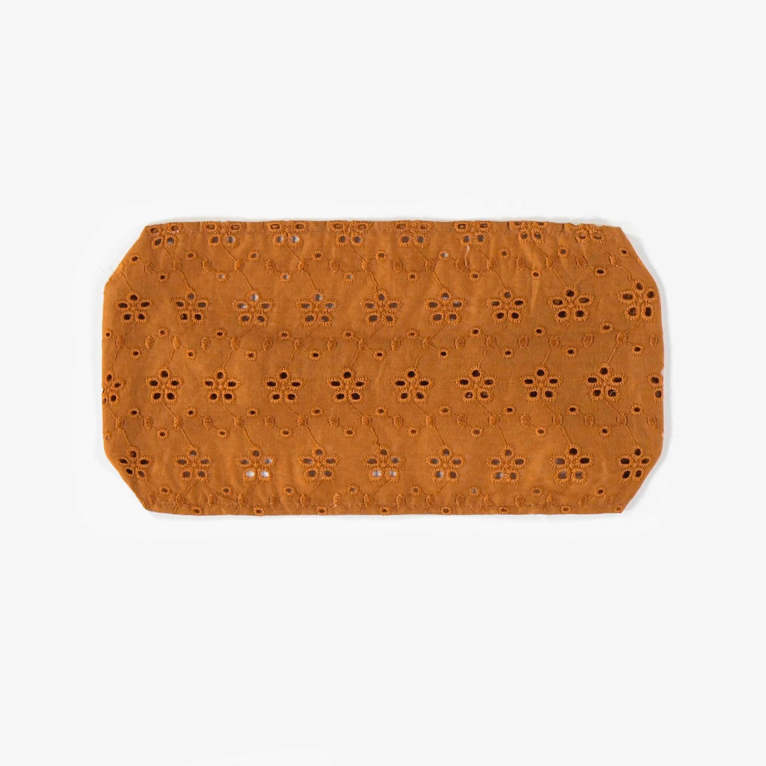 Bandeau brun en popeline avec broderie anglaise, enfant || Brown headband in poplin with english embroidery, child
