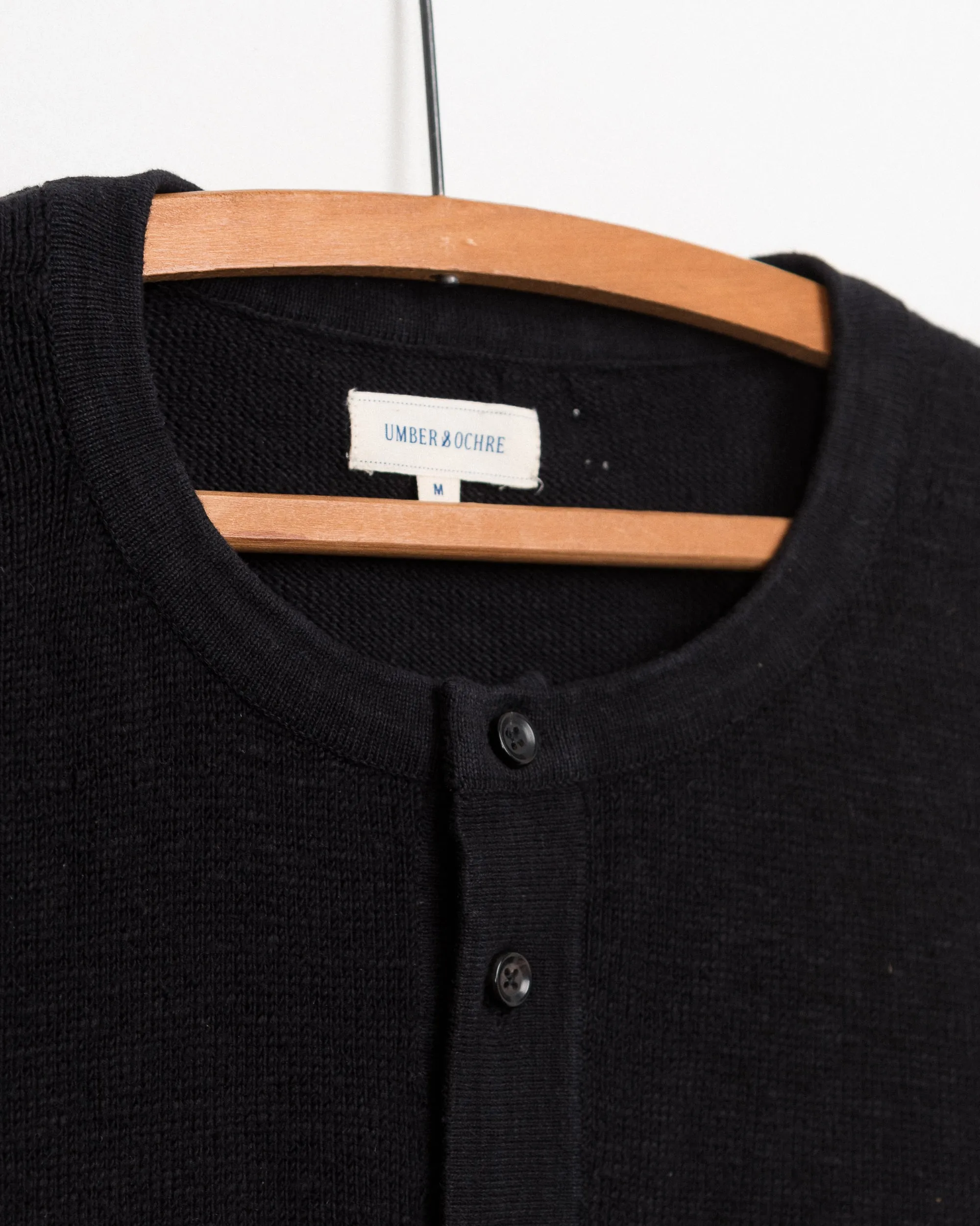 Bandhu Henley Knit Tee in Black