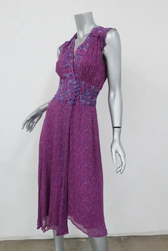 Bash Purple Floral Ankle Length Sleeveless Wrap Dress Sz 0