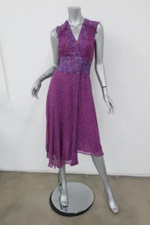 Bash Purple Floral Ankle Length Sleeveless Wrap Dress Sz 0