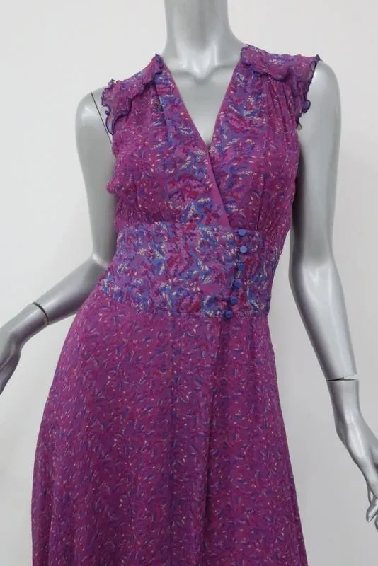 Bash Purple Floral Ankle Length Sleeveless Wrap Dress Sz 0
