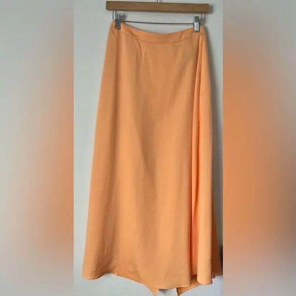 BCBG MAXAZRIA light orange/yellow asymmetrical wrap skirt, side zipper, XS