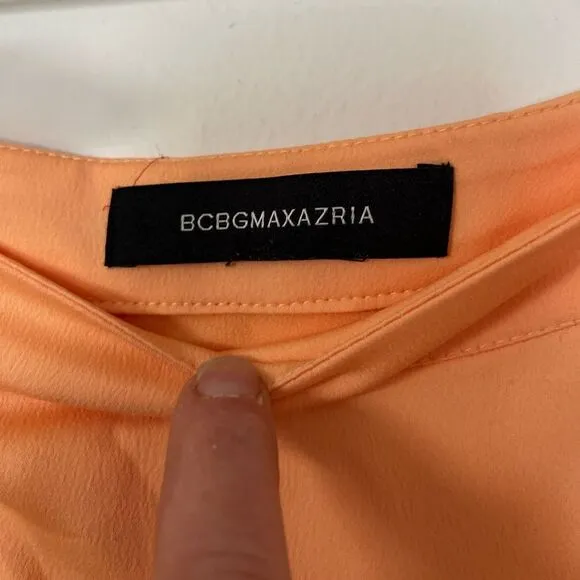BCBG MAXAZRIA light orange/yellow asymmetrical wrap skirt, side zipper, XS