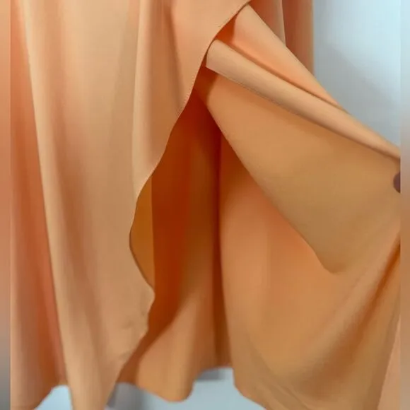BCBG MAXAZRIA light orange/yellow asymmetrical wrap skirt, side zipper, XS