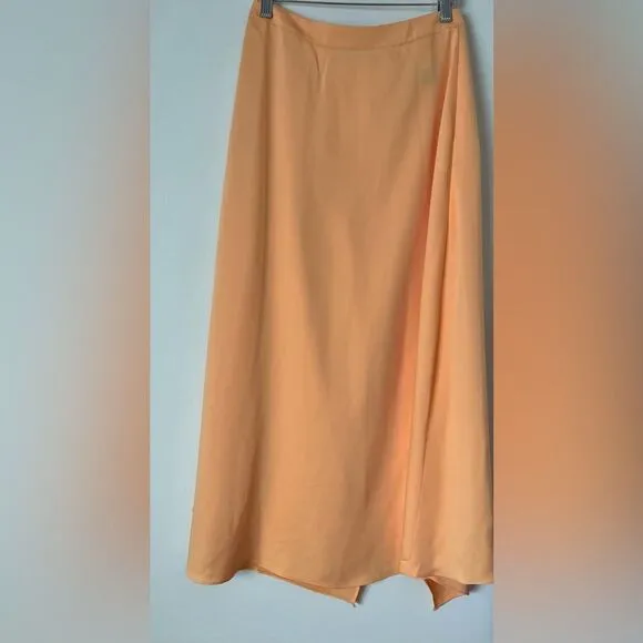BCBG MAXAZRIA light orange/yellow asymmetrical wrap skirt, side zipper, XS