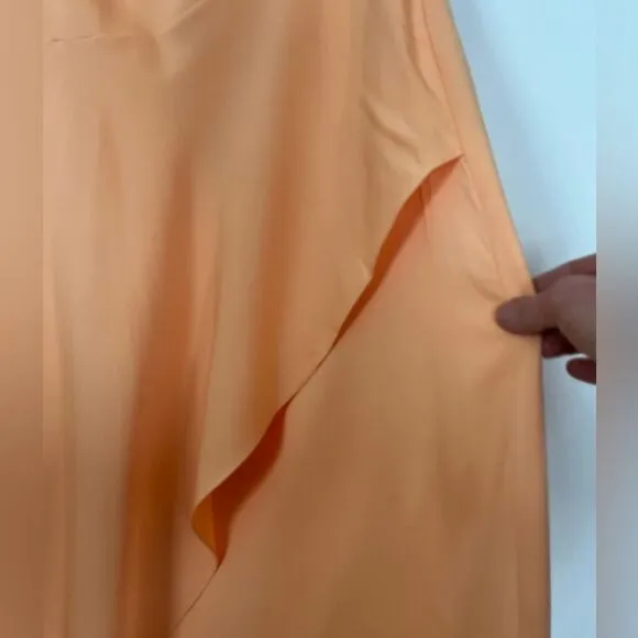 BCBG MAXAZRIA light orange/yellow asymmetrical wrap skirt, side zipper, XS