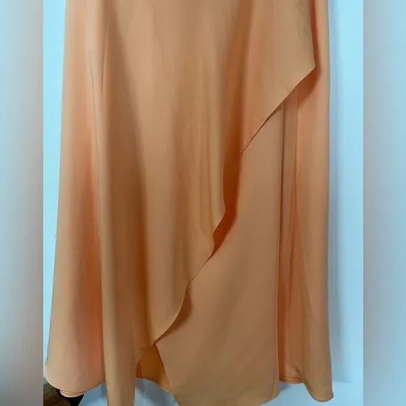 BCBG MAXAZRIA light orange/yellow asymmetrical wrap skirt, side zipper, XS