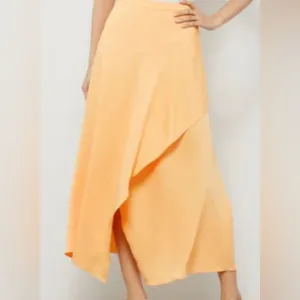 BCBG MAXAZRIA light orange/yellow asymmetrical wrap skirt, side zipper, XS