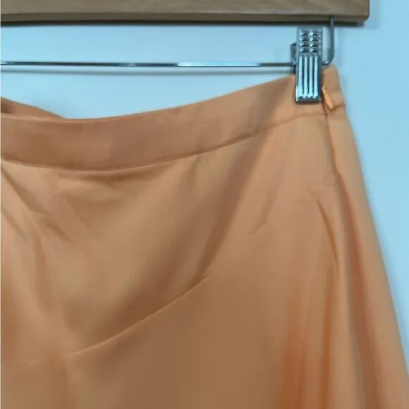BCBG MAXAZRIA light orange/yellow asymmetrical wrap skirt, side zipper, XS