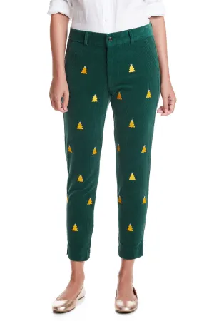 Beachcomber Corduroy Ankle Capri Hunter with Gold Tree and Silver Star
