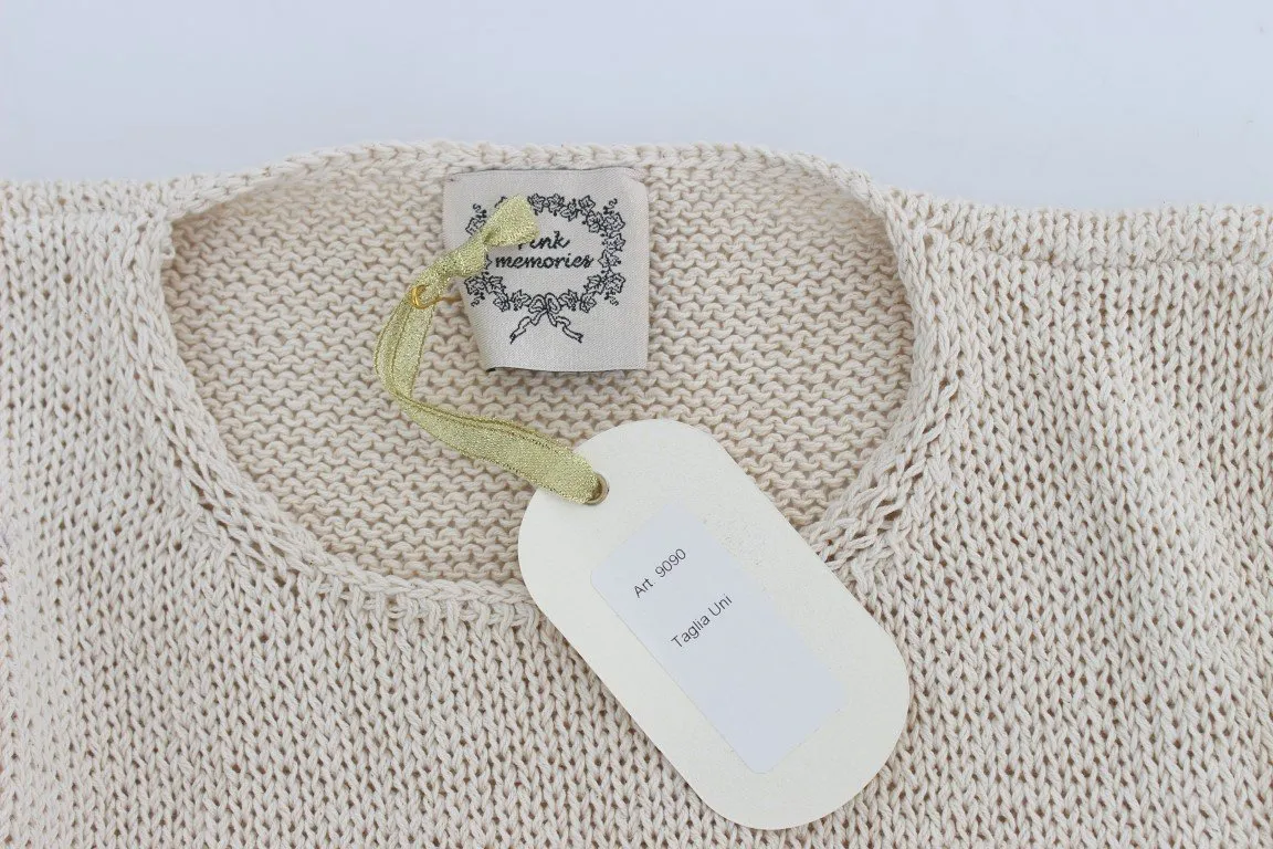 Beige Cotton Blend Knitted Sleeveless Sweater