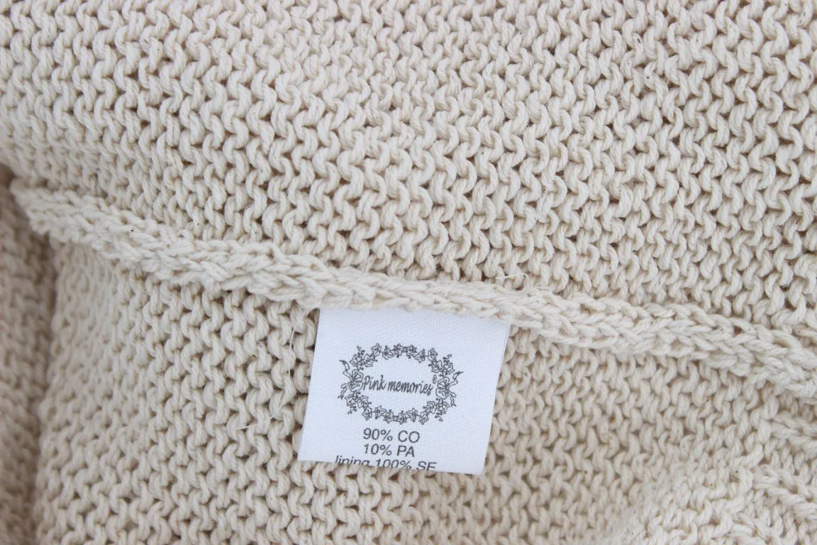Beige Cotton Blend Knitted Sleeveless Sweater