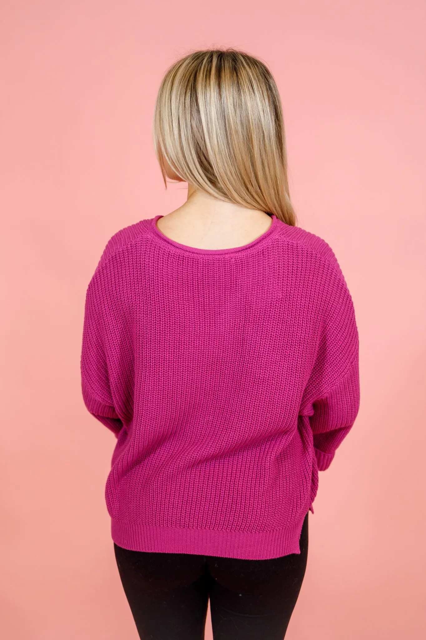 Berry Knit Patch Sweater