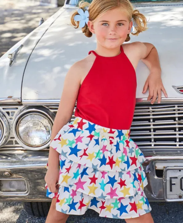 Bisby Tiered Mini Skort Summer Stars