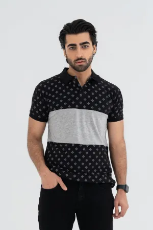 Black Cotton Pique T-Shirt