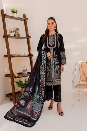 Black Floret | Farasha Mehak Festive Lawn SS 23 | Unstitched Embroidered Collection