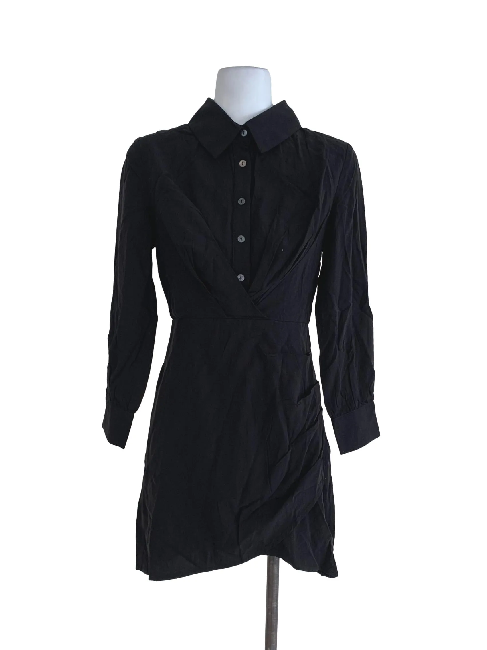 Black Plain Shirt Dress