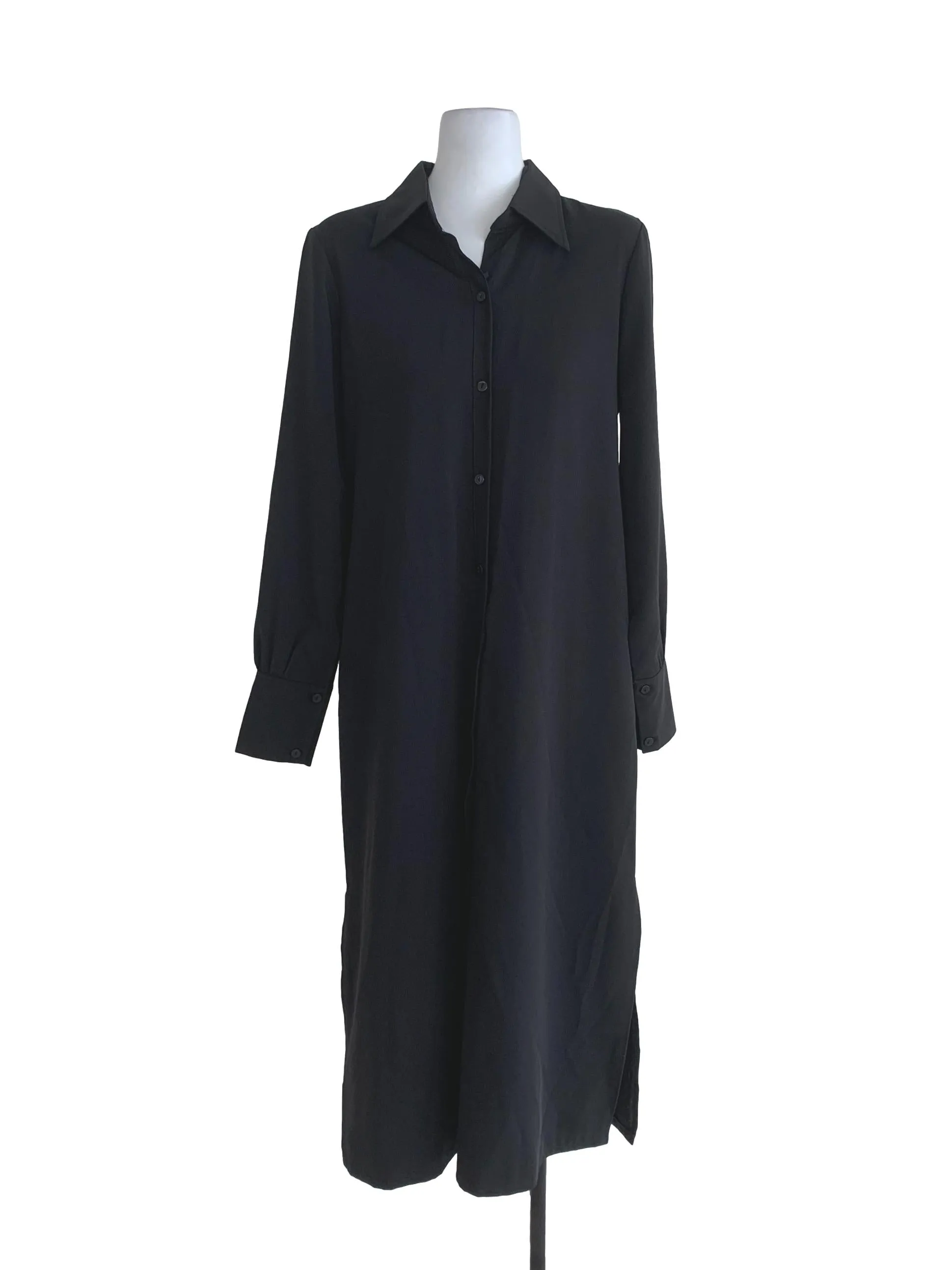 Black Plain Shirt Dress