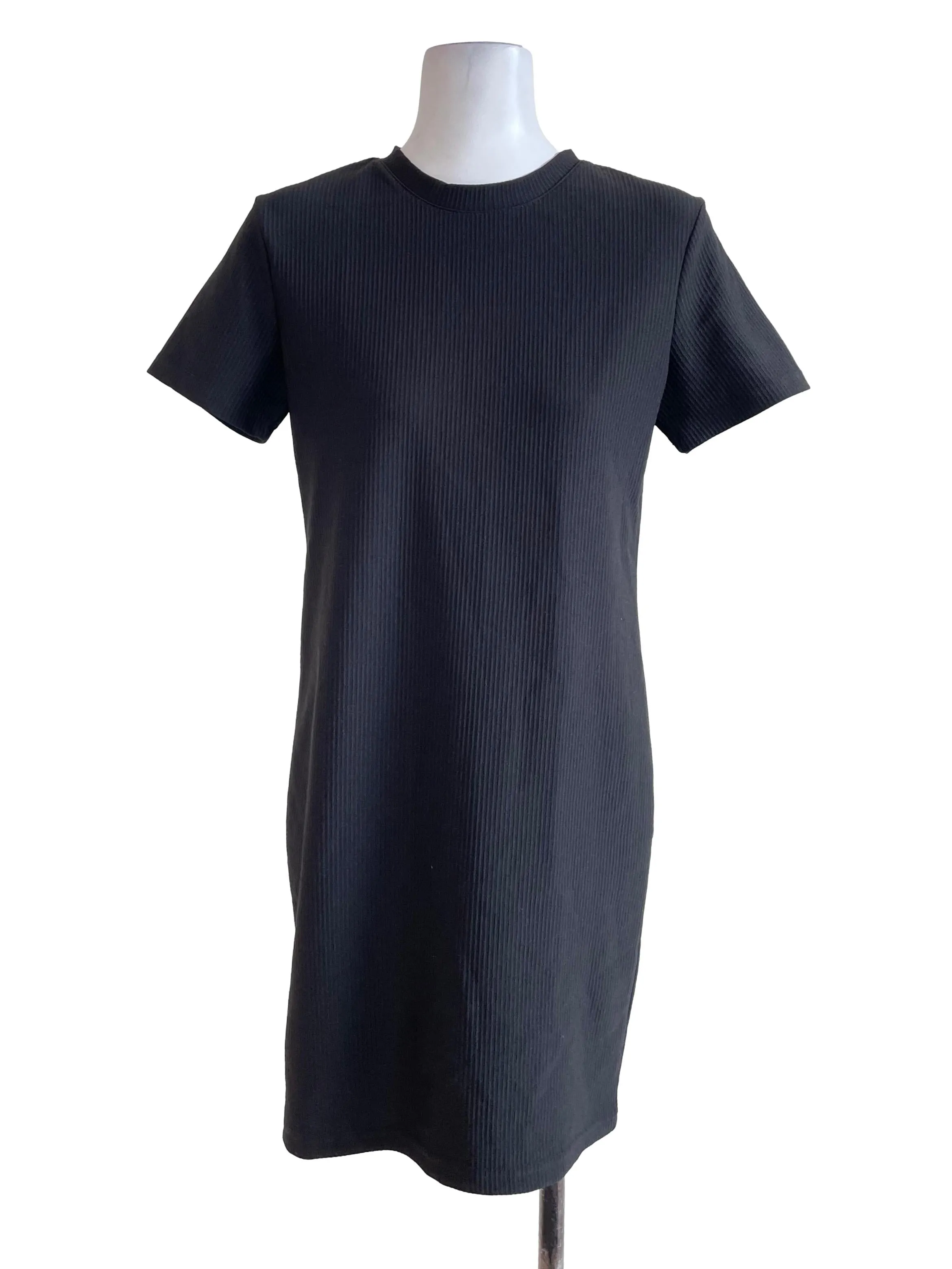 Black Ribbed T-Shirt Dress
