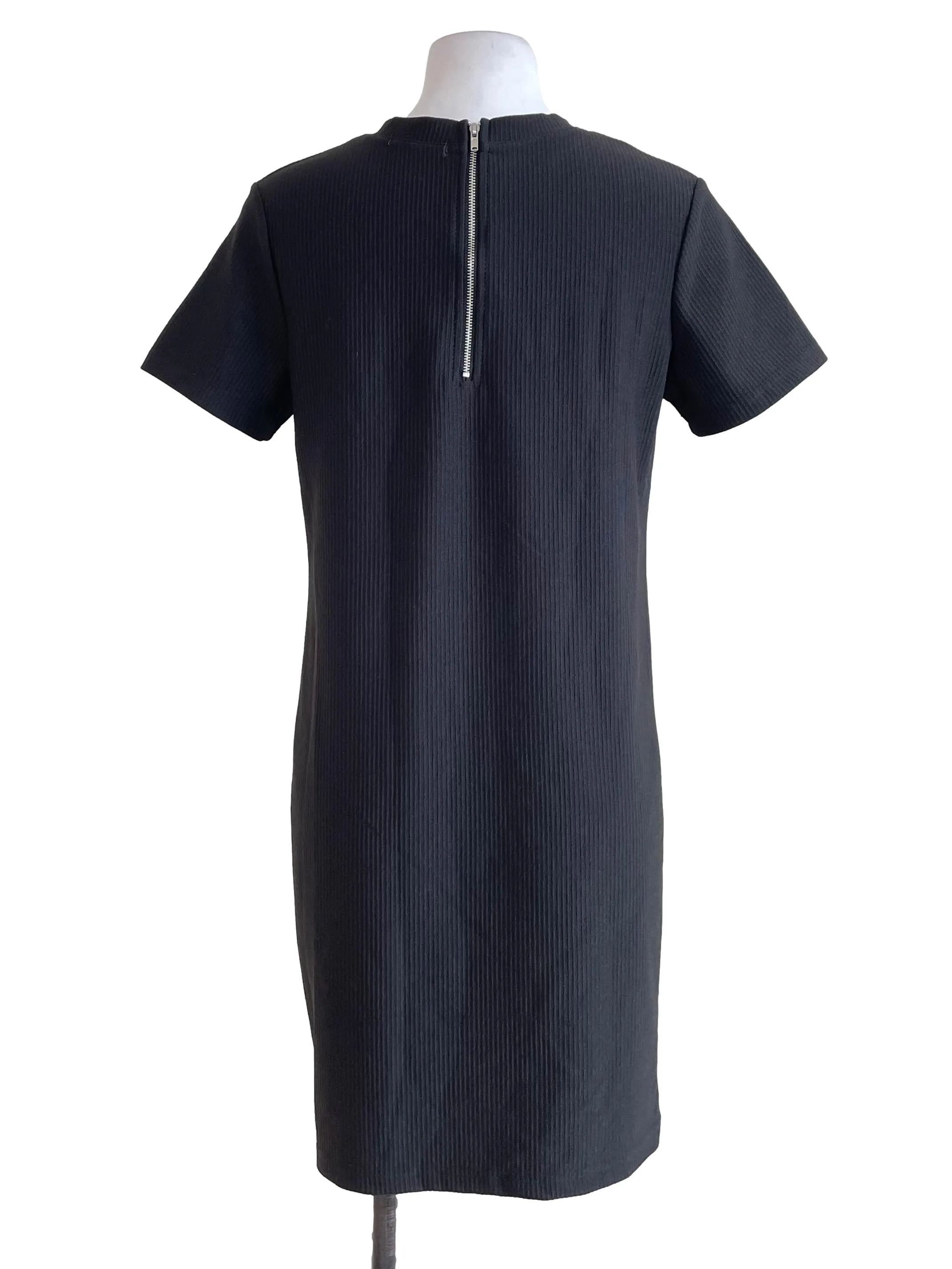 Black Ribbed T-Shirt Dress