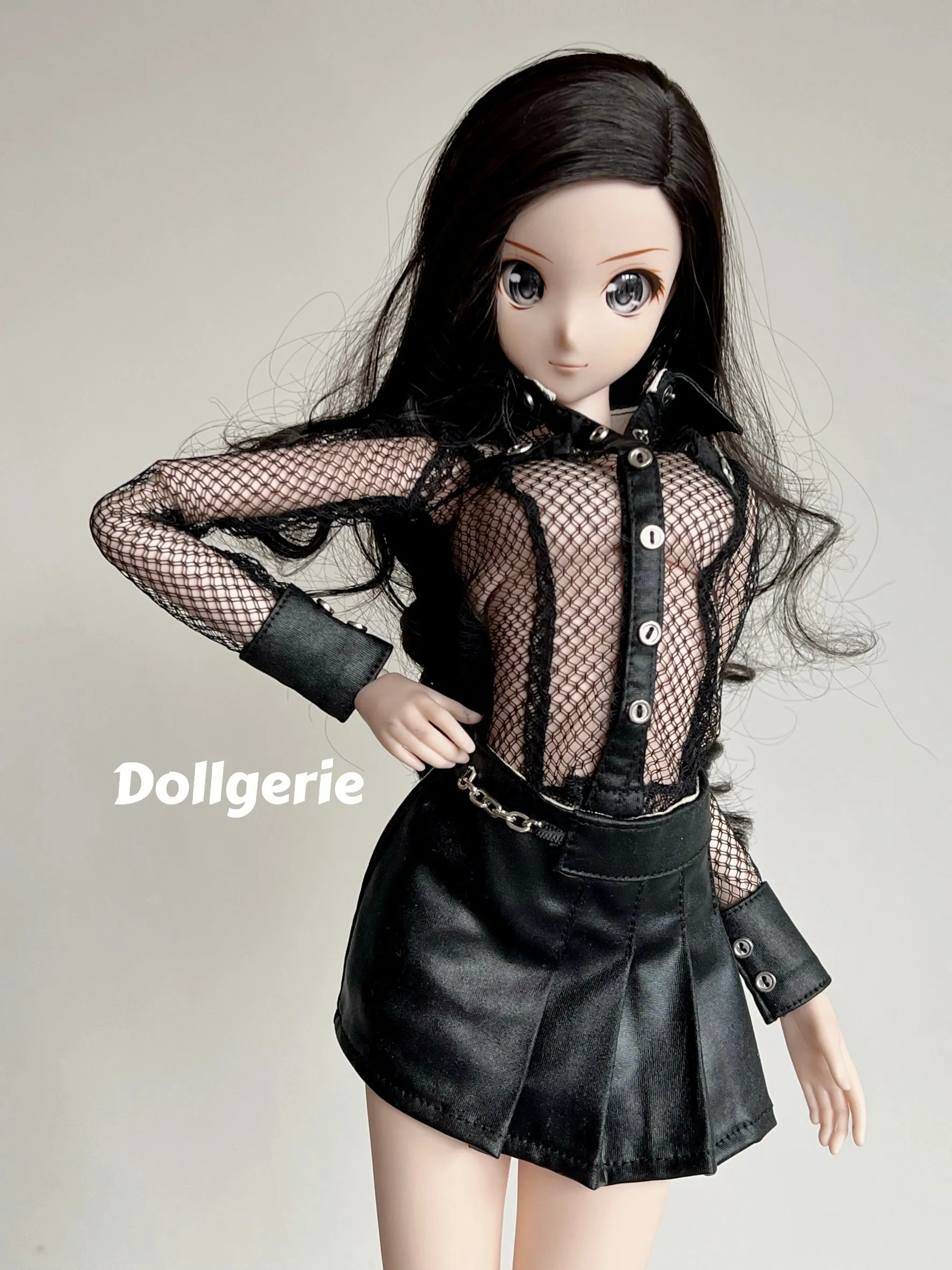 Black Secret Mission Faux Leather Skirt for SmartDoll or DD