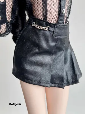 Black Secret Mission Faux Leather Skirt for SmartDoll or DD