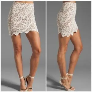 Blessed Are The Meek ivory Floral Lace Skirt Sz 2