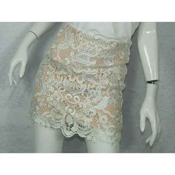 Blessed Are The Meek ivory Floral Lace Skirt Sz 2