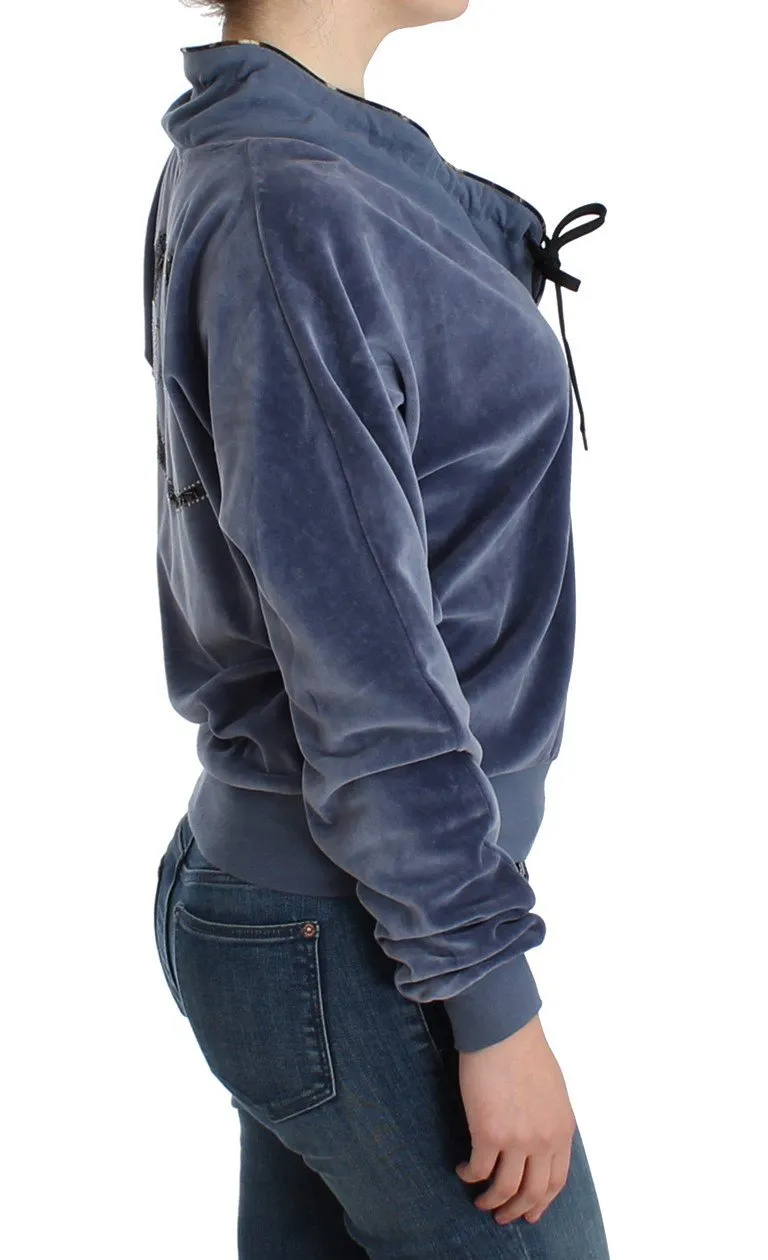 Blue velvet cotton sweater