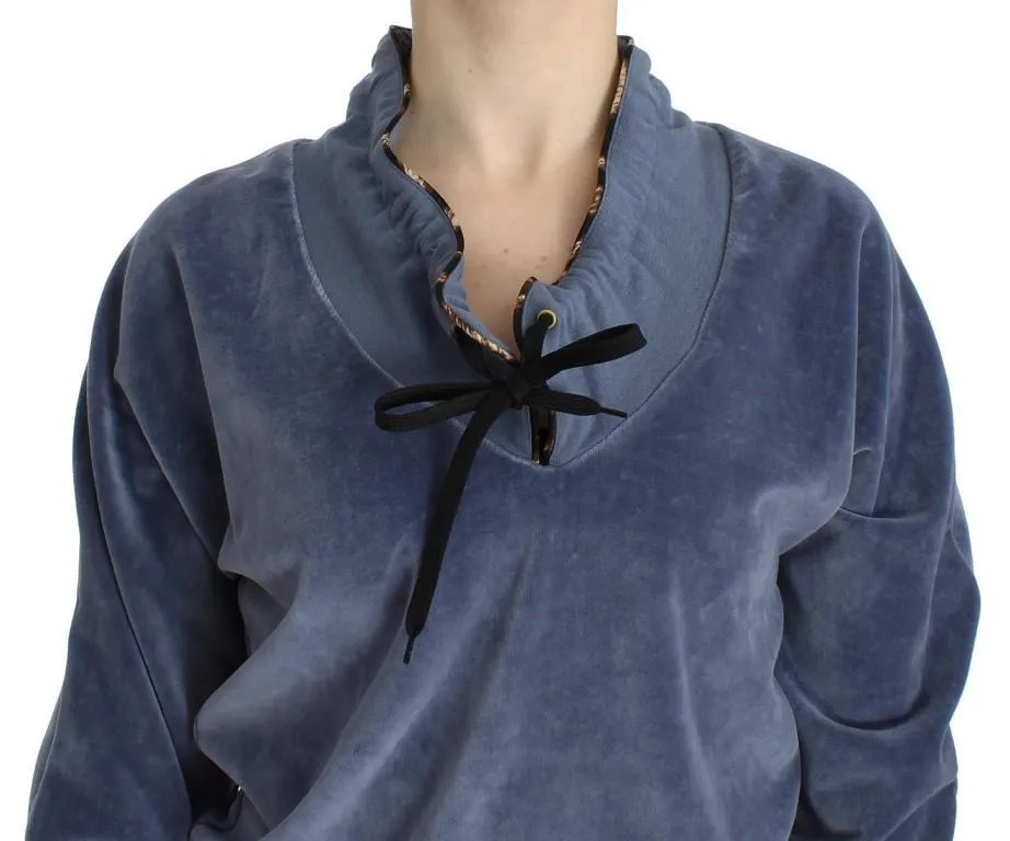 Blue velvet cotton sweater