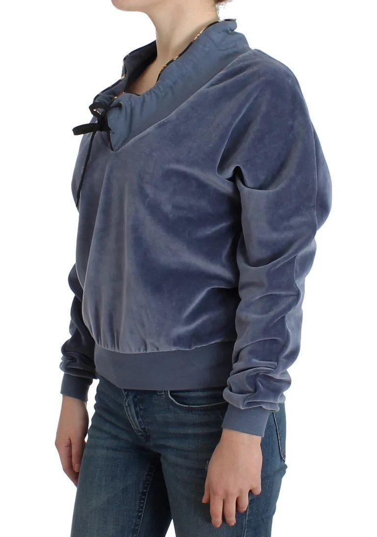 Blue velvet cotton sweater