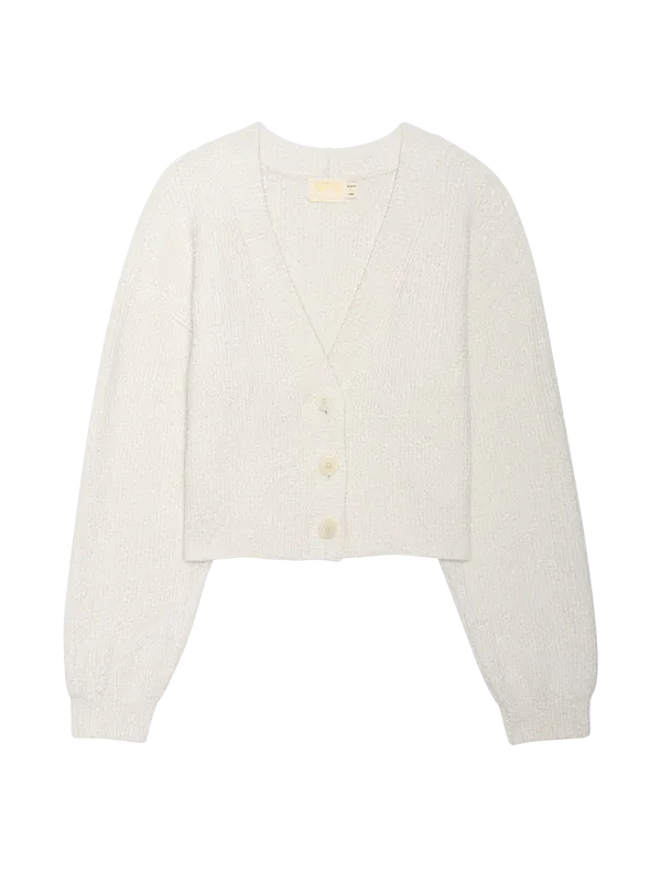 BO BALLOON SLEEVE CARDIGAN IN PORCELAIN