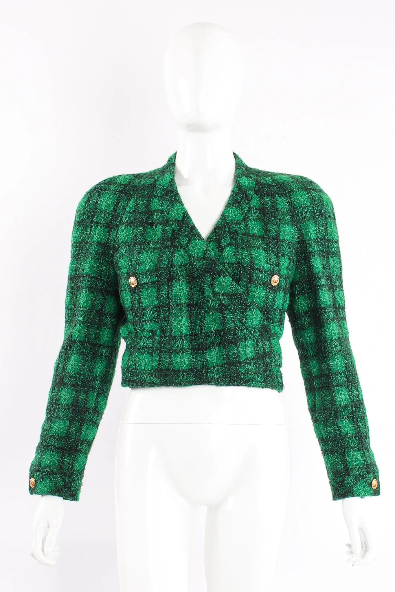Bouclé Plaid Wrap Jacket