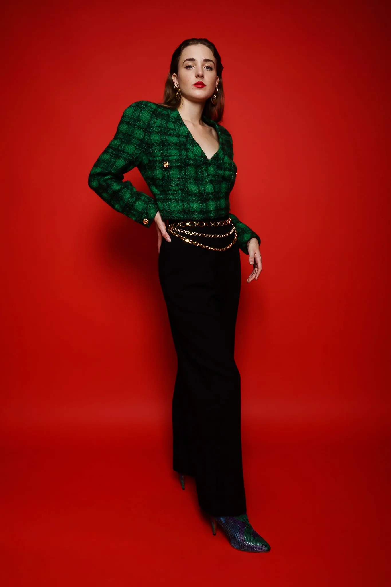 Bouclé Plaid Wrap Jacket